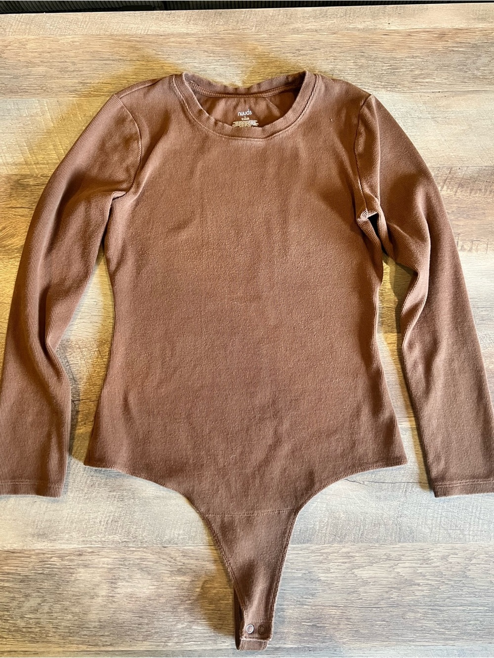 Nuuds Brown Long-Sleeve Bodysuit